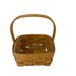 2003 Longaberger Tarragon Basket – 5.5" Square Small Woven Basket – USA Made